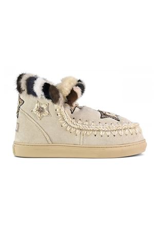 Eskimo sneaker star patches & mink fur trim MOU | FW111063ACHLK