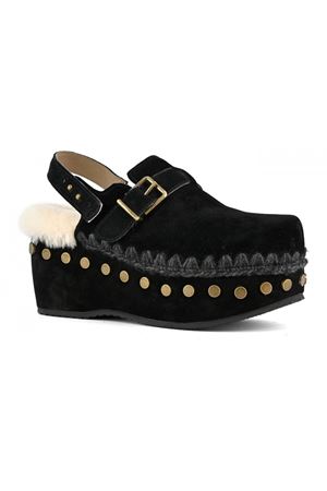 Clog backstrap in montone nero MOU | FW611001ABKBK