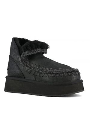 Mini eskimo platform boot nero screpolato MOU | FW681000BCBKG