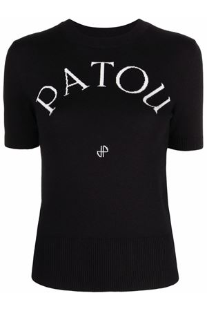 Black organic cotton blend knit top PATOU | KN0688045999B