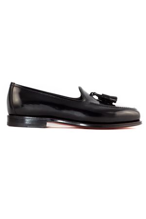 Mocassino con nappe in pelle lucida nera SANTONI | MCAN18970MC1HVVDN0BLACK