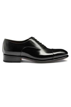 Stringata Oxford in pelle anticata nera SANTONI | MCCR12621MC1HVVDN01BLACK