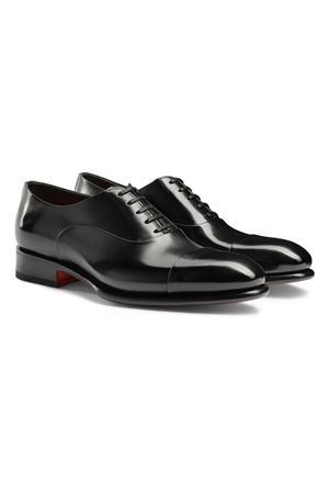 Stringata Oxford in pelle anticata nera SANTONI | MCCR12621MC1HVVDN01BLACK