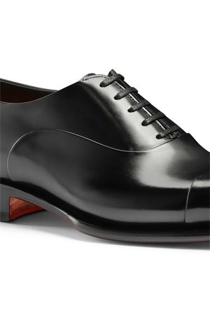 Stringata Oxford in pelle anticata nera SANTONI | MCCR12621MC1HVVDN01BLACK