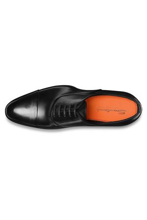 Stringata Oxford in pelle anticata nera SANTONI | MCCR12621MC1HVVDN01BLACK