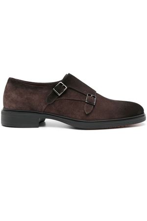 Monks in suede marrone SANTONI | MGEO18949NEAXGEXT50DARKBROWN