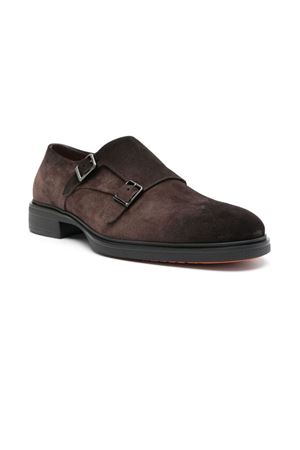 Monks in suede marrone SANTONI | MGEO18949NEAXGEXT50DARKBROWN