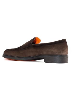 Dark brown suede loafer SANTONI | MGEO18964NEAXGEXT50DARKBROWN