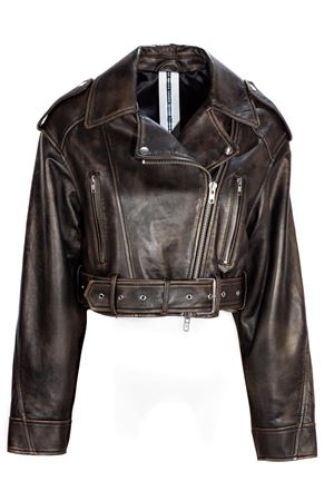 Brown leather biker jacket SWORD | SA248638RBORV02