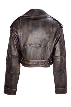 Brown leather biker jacket SWORD | SA248638RBORV02