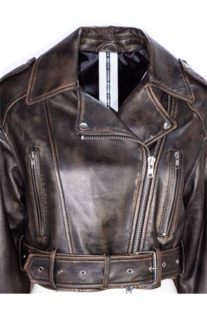 Brown leather biker jacket SWORD | SA248638RBORV02