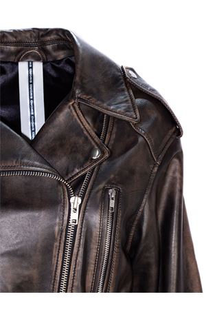 Brown leather biker jacket SWORD | SA248638RBORV02