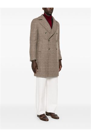 Brown virgin wool- cashmere checked coat TAGLIATORE | ARDEN610041QM3412