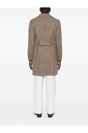 Brown virgin wool- cashmere checked coat TAGLIATORE | ARDEN610041QM3412