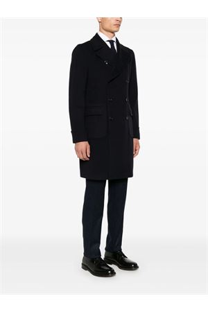 Navy blue virgin wool-cashmere blend coat TAGLIATORE | CARLOZ350001B5054