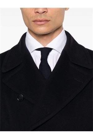 Navy blue virgin wool-cashmere blend coat TAGLIATORE | CARLOZ350001B5054