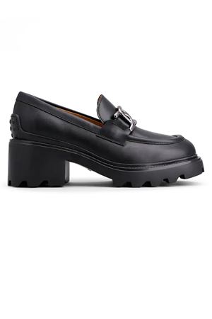 Mocassini carrarmato in pelle nera TOD'S | XXW08D0HR40GOCB999