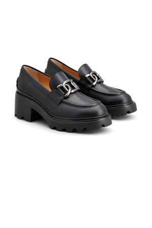 Mocassini carrarmato in pelle nera TOD'S | XXW08D0HR40GOCB999