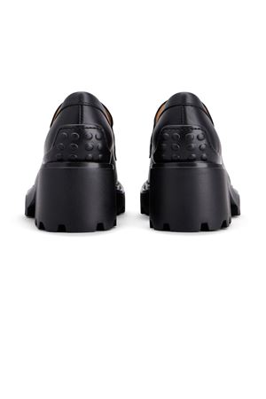 Mocassini carrarmato in pelle nera TOD'S | XXW08D0HR40GOCB999