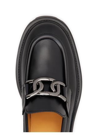 Mocassini carrarmato in pelle nera TOD'S | XXW08D0HR40GOCB999