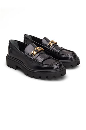 Mocassino stile preppy in pelle semilucida nera TOD'S | XXW08J0GF80SHAB999