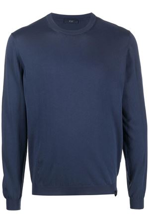 Maglione in maglia rasata di cotone blu FAY | NMMC146171TOHPU606