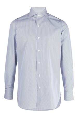 Camicia bianca e azzurra in cotone FINAMORE | C002803