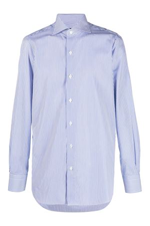 Royal blue and white cotton shirt FINAMORE | C0486Z02