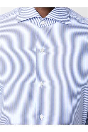 Royal blue and white cotton shirt FINAMORE | C0486Z02