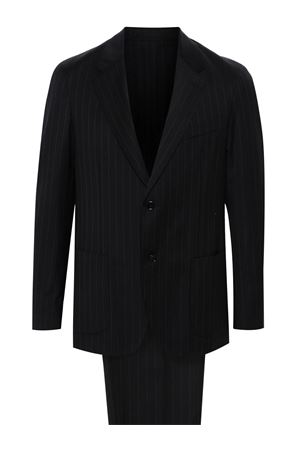 Navy blue woolpinstripe pattern suit LARDINI | EQ148EEQEL62708850