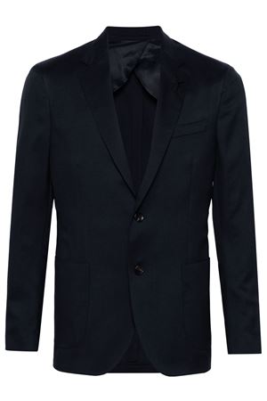 Navy blue single-breasted twill blazer LARDINI | EQ528AE69EQSK62413850