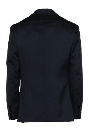 Navy blue single-breasted twill blazer LARDINI | EQ528AE69EQSK62413850