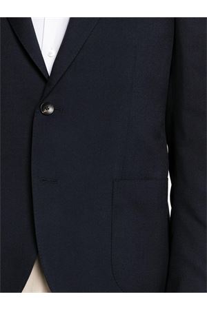 Navy blue single-breasted twill blazer LARDINI | EQ528AE69EQSK62413850