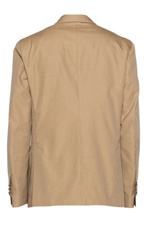 Camel brown cotton double-breasted blazer LARDINI | EQ660AEEQSK62429300BE