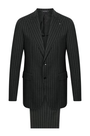 Charcoal grey pinstriped single-breasted wool suit TAGLIATORE | 2SVS26B11520104S3168