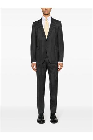 Charcoal grey pinstriped single-breasted wool suit TAGLIATORE | 2SVS26B11520104S3168