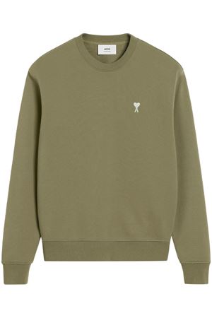 Olive green cotton sweatshirt AMI | HSW060.730375