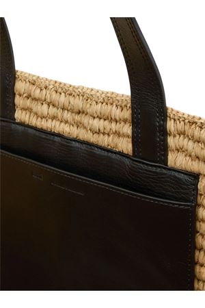 Beige Leather Raffia Tote Bag AMI | ULL033AW0077113