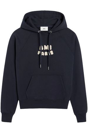 Navy blue cotton hoodie AMI | USW275.7474011