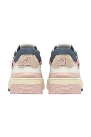 Sneakers Clc Low In Pelle Bianca, Blu e Rosa AUTRY | ROLWMC01WHTPEACHWIP