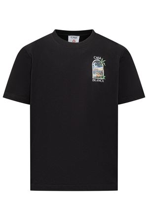 Black cotton T-shirt CASABLANCA | MS25JTS00111.