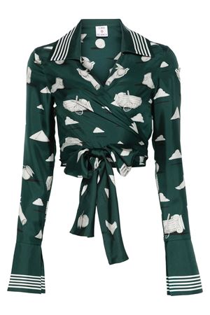 Dark Green graphic-print blouse CASABLANCA | WPS25SH12401.