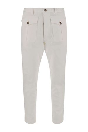 Pantaloni cargo in cotone elasticizzato bianco DSQUARED | S74KB0996S39021100