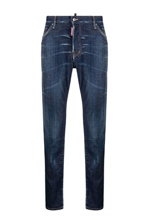 Jeans slim in denim di cotone blu navy DSQUARED | S74LB1315S30342470