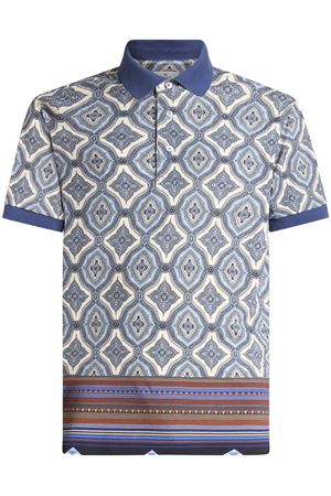 Light blue geometric-print polo shirt ETRO | MRMD0004AJ278X0880