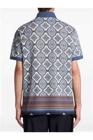 Light blue geometric-print polo shirt ETRO | MRMD0004AJ278X0880