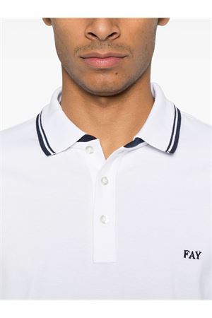 Polo in piqué di cotone bianco FAY | NPMB250140STDWB001