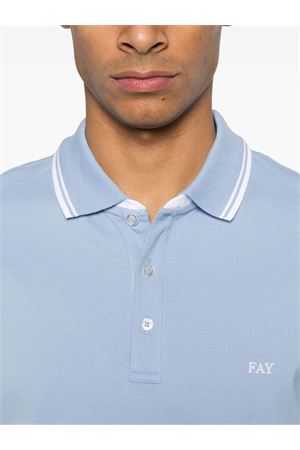 Light blue cotton pique polo shirt FAY | NPMB250140STDWU602