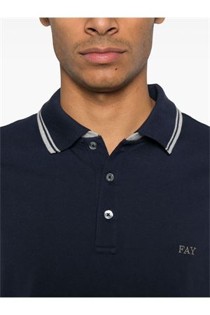 Blue cotton pique polo shirt FAY | NPMB250140STDWU806