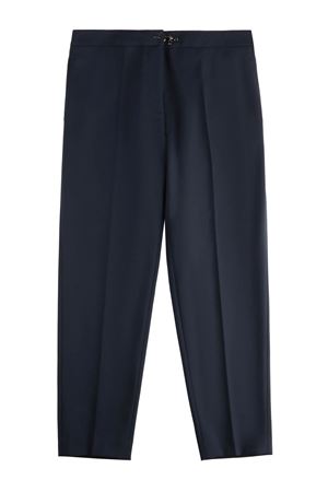 Pantaloni dritti in lana vergine blu navy FAY | NTW80504770UMAU808